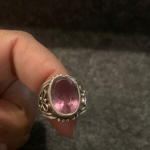 Elegant Sterling Silver Ring with Purple Gemstone
